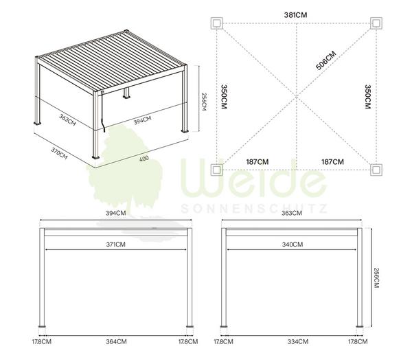Weide Deluxe Pergola Voll-Alu, ca.