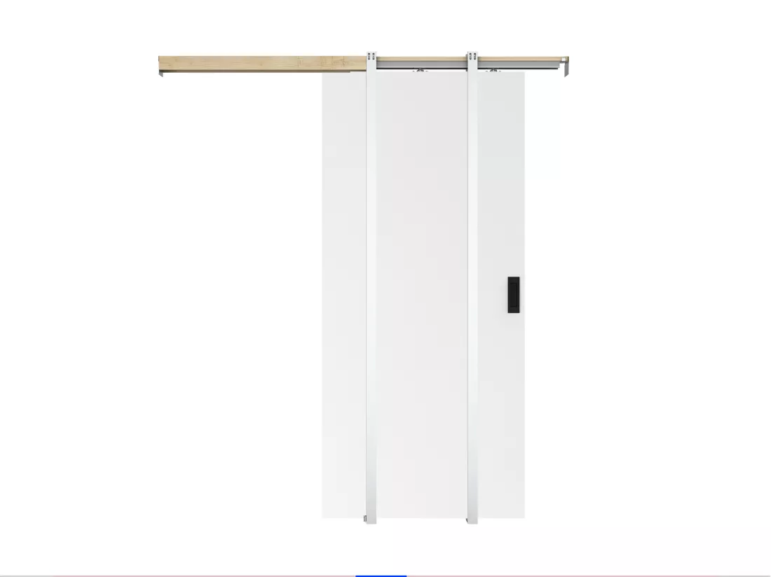 Porte coulissante avec système à galandage - H205 x L93 cm - MDF + PVC Blanc - VARIN II