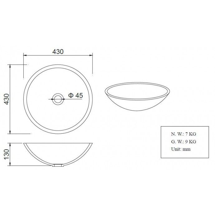 Mueller Mira wastafel solid surface rond 43x13cm