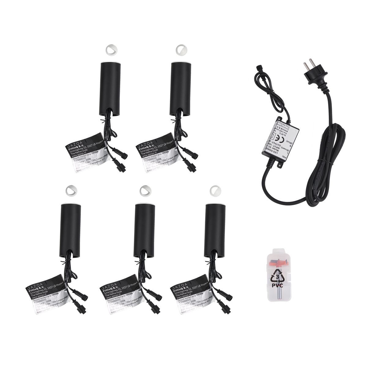 Set van 5 moderne grondspots wit incl. LED IP67 - Linsey