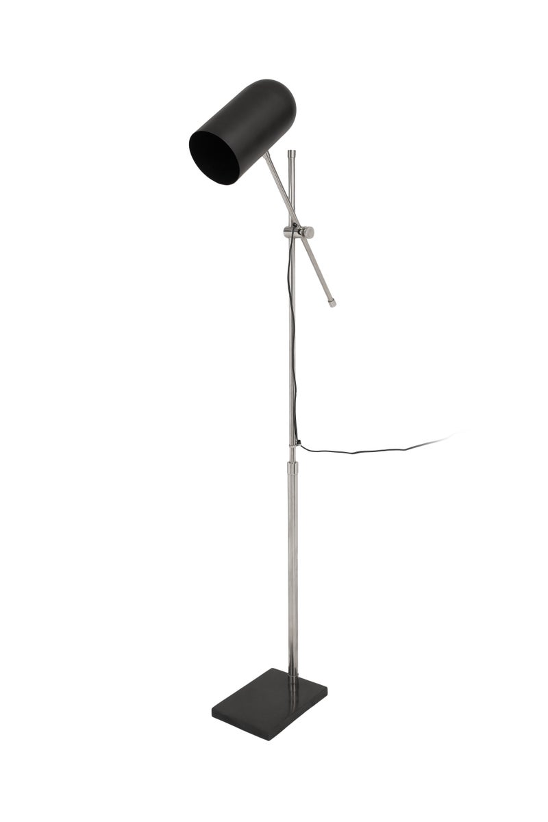 Minimalistische staande lamp in zwart en zilver, Scandinavisch design, modern, 160 cm | Woonkamer/eetkamerlamp
