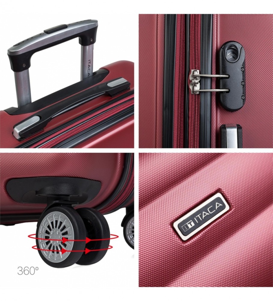 Mala de viagem grande com 4 rodas ITACA 71270 cor bordô - 68 x 47 x 30 cm -