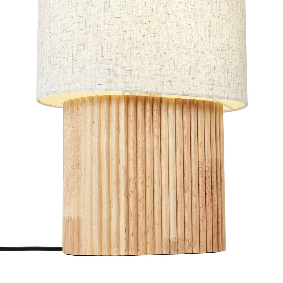 Japandi vloerlamp hout met linnen kap 70cm - Lamel