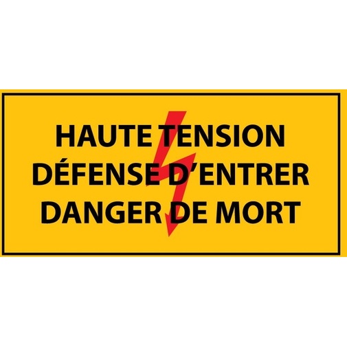 Adhésif -Haute tension, défense d'entrer, danger de mort -ISO 7010