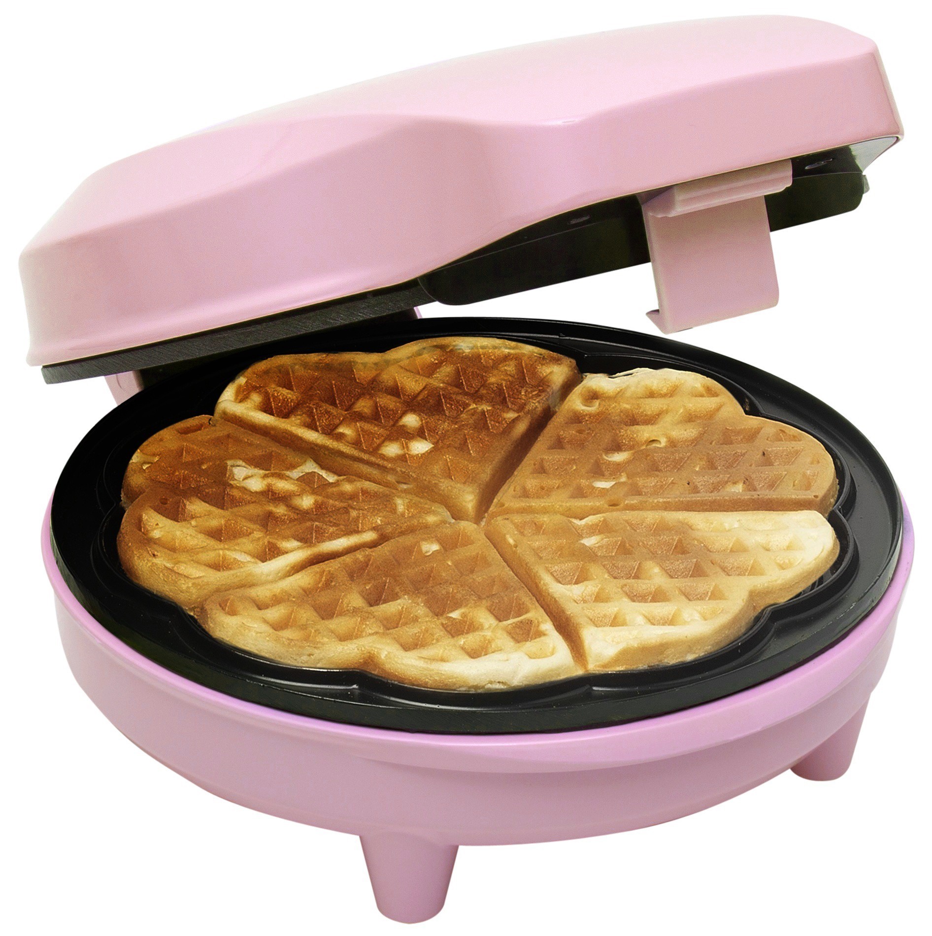 Bestron ''Gaufrier petits coeurs 700W  en rose clair''