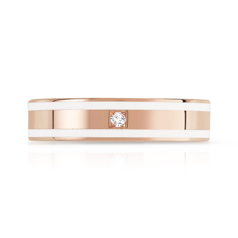 Alliance or 750 rose laque céramique blanche et diamant