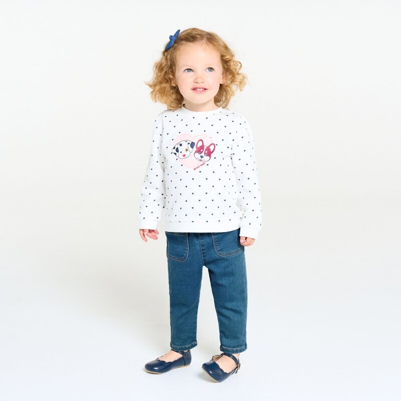 Pantalon denim souple taille haute bleu bébé fille Bleu