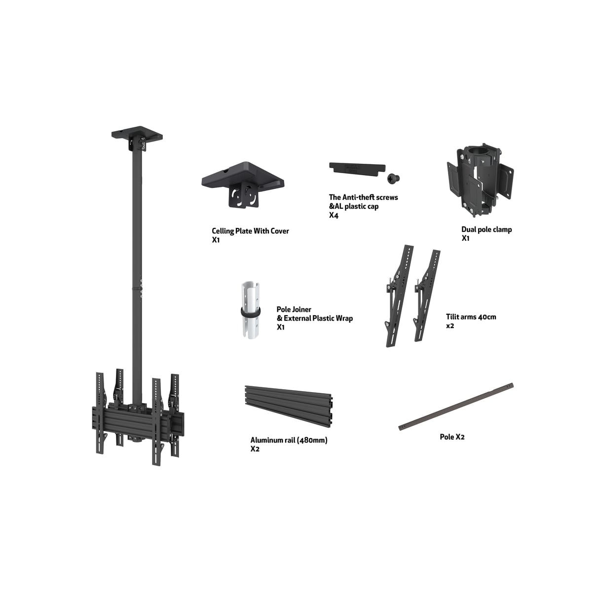 Multibrackets 8892 digitalskiltmontering 165,1 cm (65