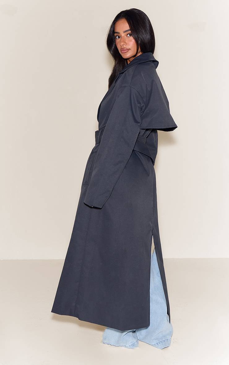 Charbon Trench-coat Petite Taille Avec Ceinture À Nouer