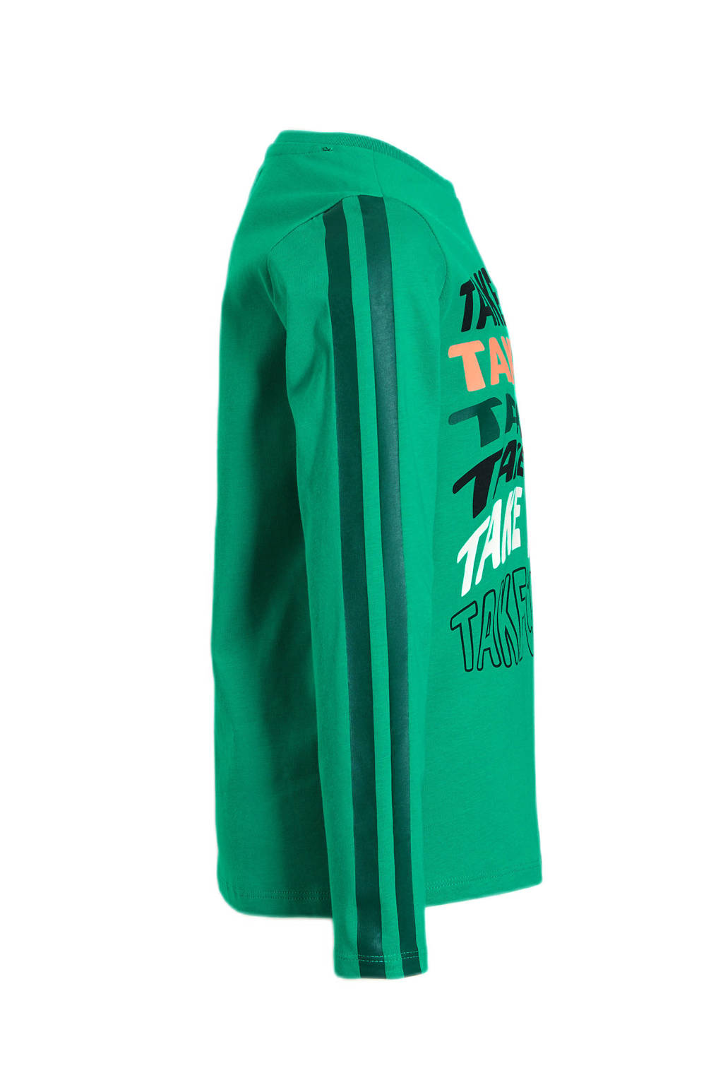 Orange Stars longsleeve Niel met tekstopdruk groen