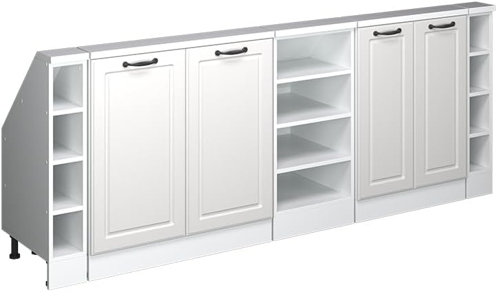 Vicco Dachschrägenschrank-Set Rion, Weiß Landhaus/Weiß, 5er Set