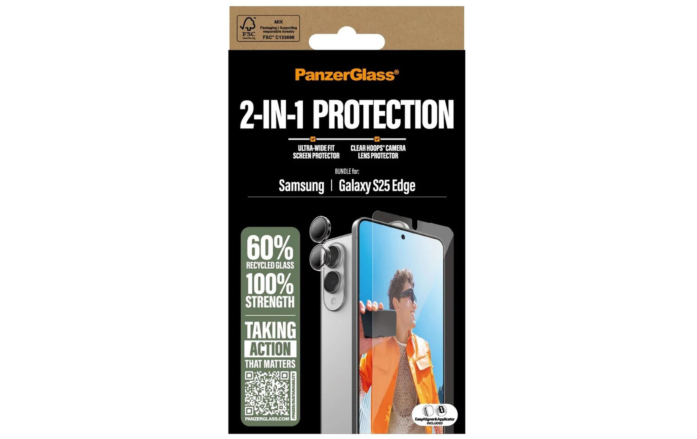 Displayschutz 2-in-1 Set2-in-1 Set bestehend aus Displayschutzglas und passender Schutzhülle für umfassenden Geräteschutz für Samsung Galaxy S25 Edge