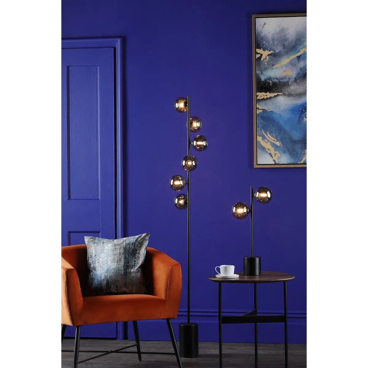 Lumiere Lampadaire 6 Lumières Verre Fumé