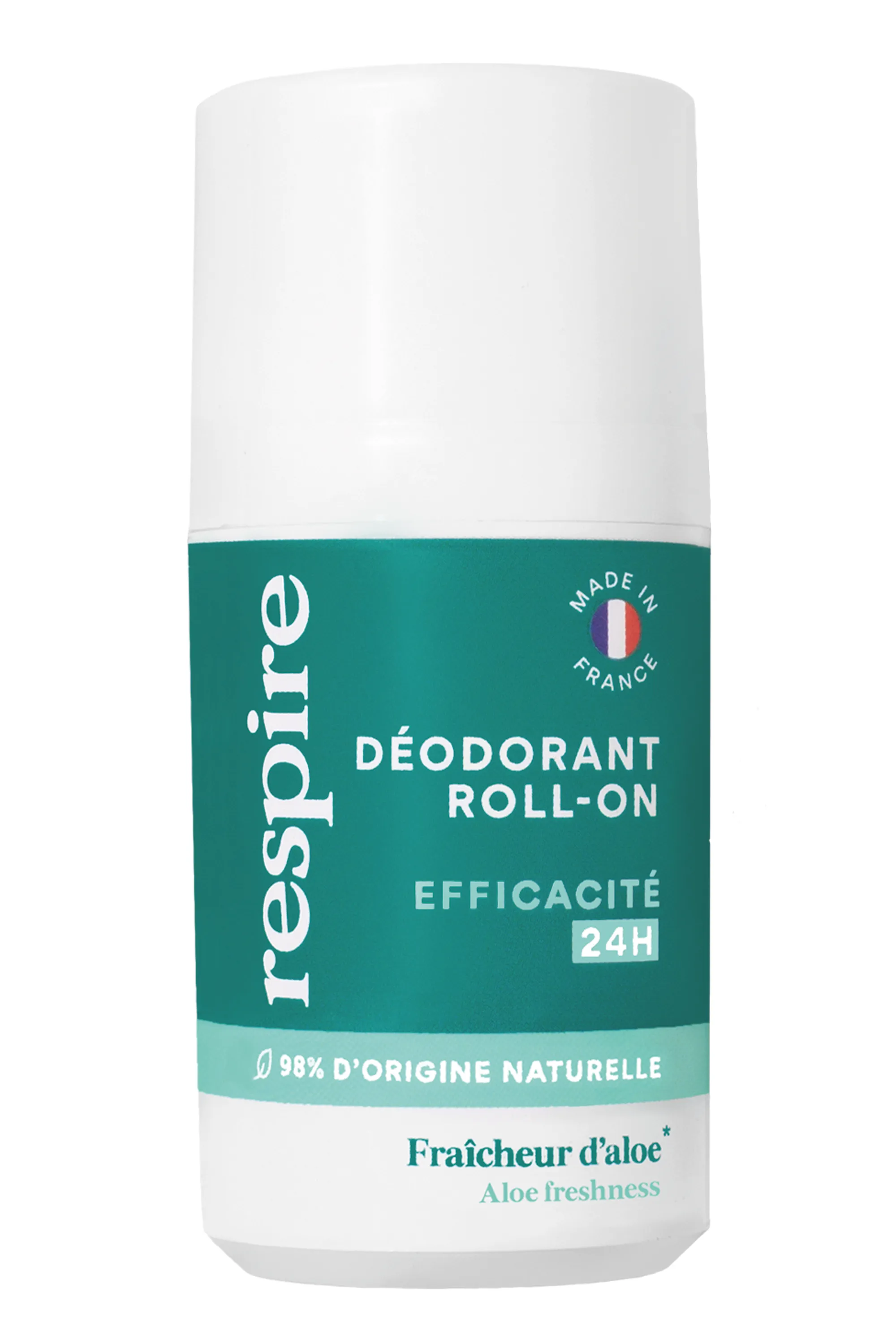 Respire Déodorant roll-on Fraîcheur d’aloe rechargeable-50 ml