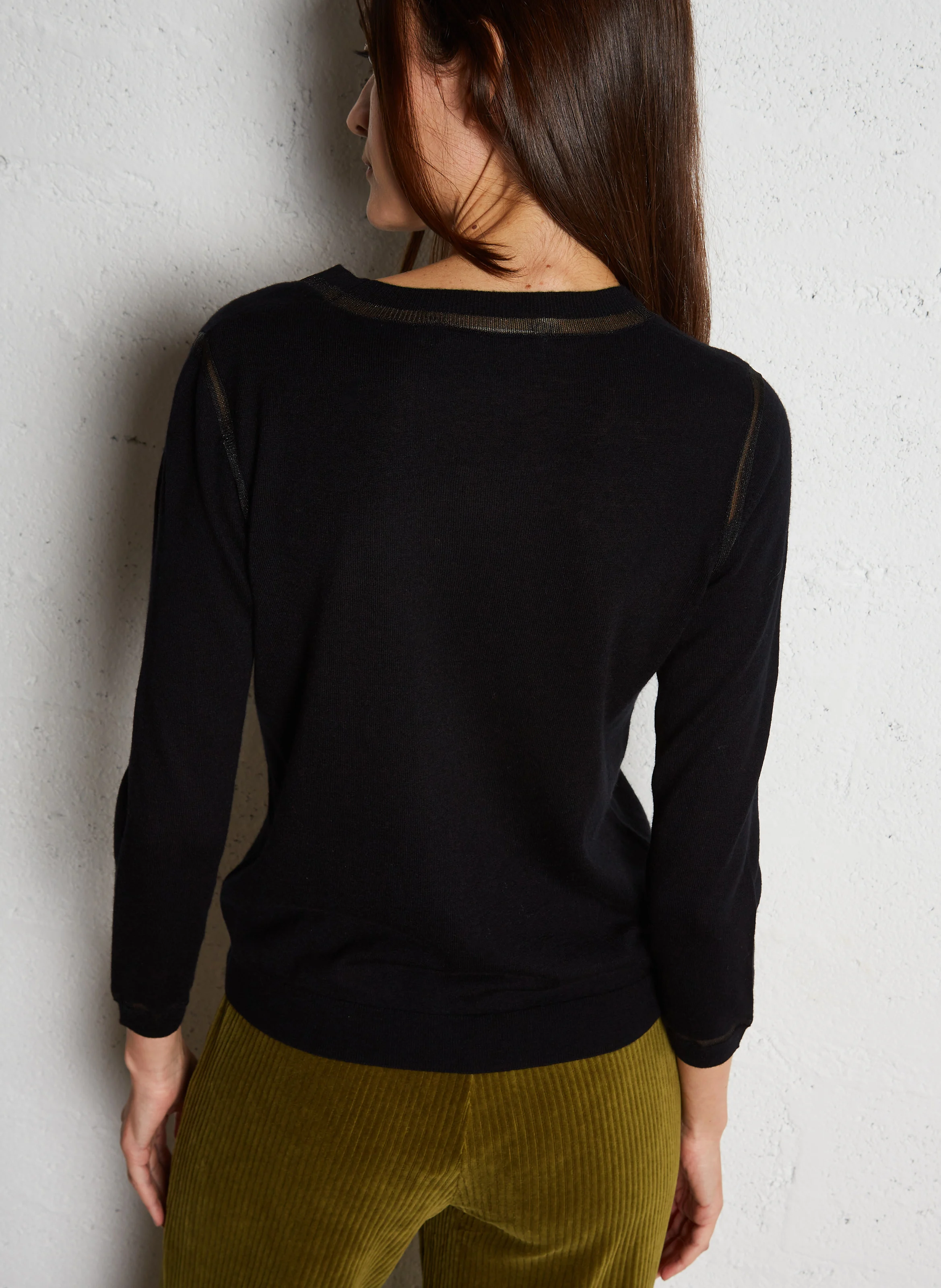 Pull droit en laine mélangée | Noir