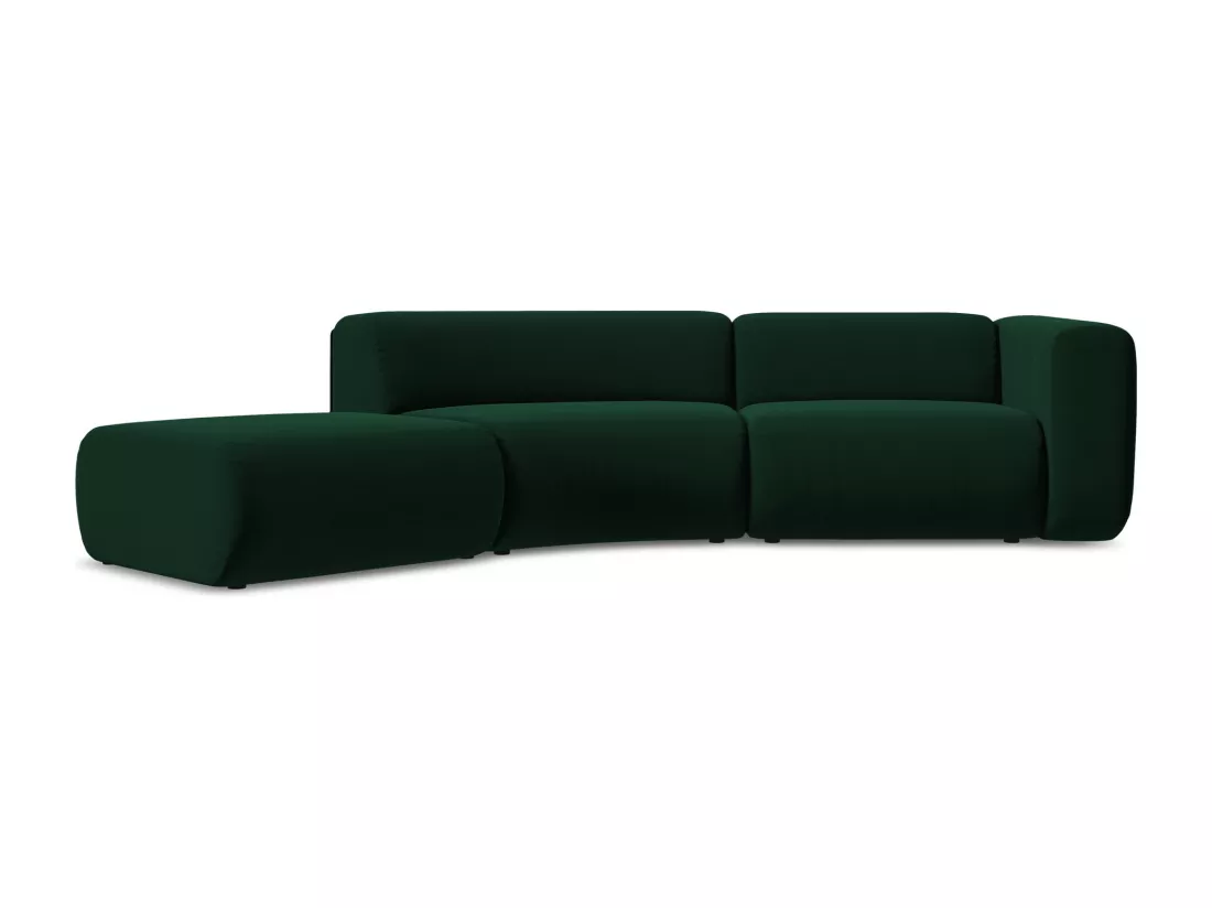Canapé modulable 4 places gauche en velours - bouteille verte - EKAHI