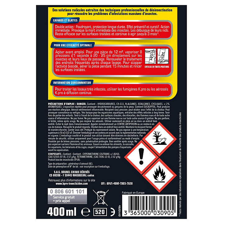 Aérosol Black contre blattes et cafards 400ml