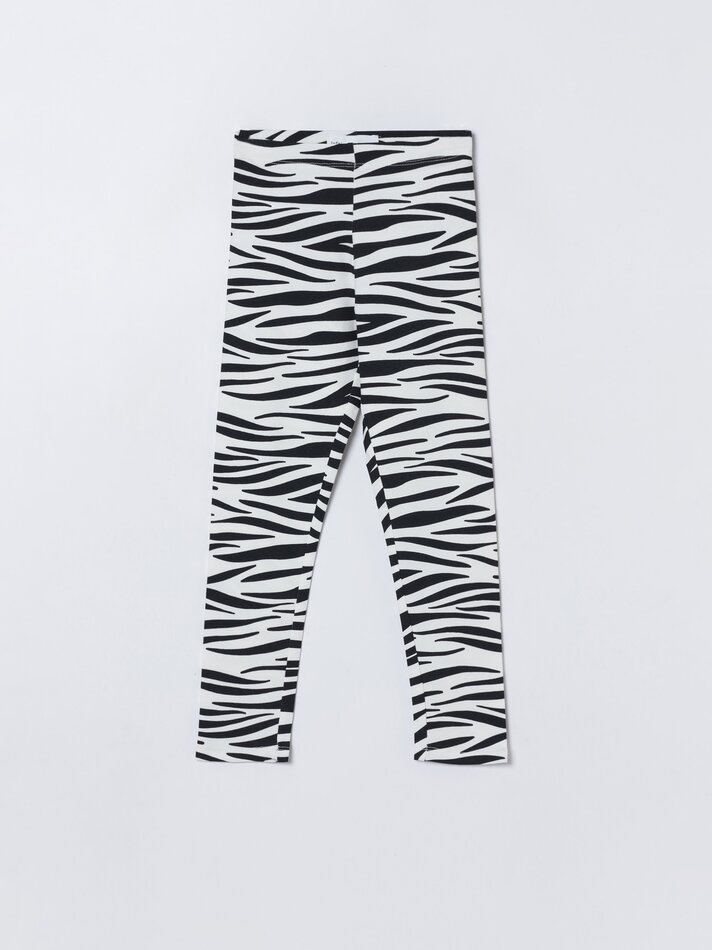 Conjunto com 2 leggings compridas básicas, lisas e estampadas - Pretas