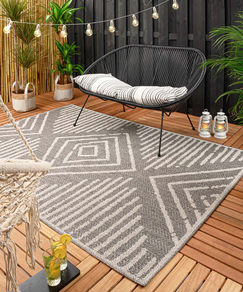Boho&me Buitenkleed Boho - grijs|crÃ¨me - 80x150 cm