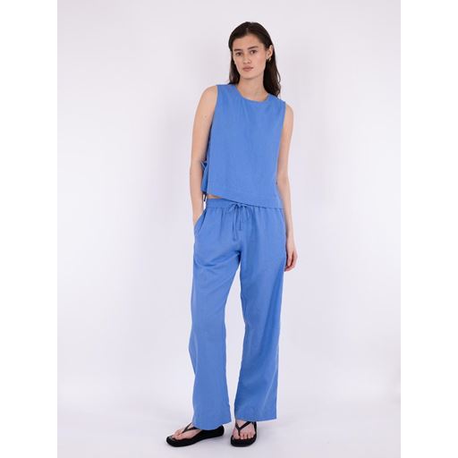Neo Noir Sonar Linen Bukser, Dusty Blue, 42