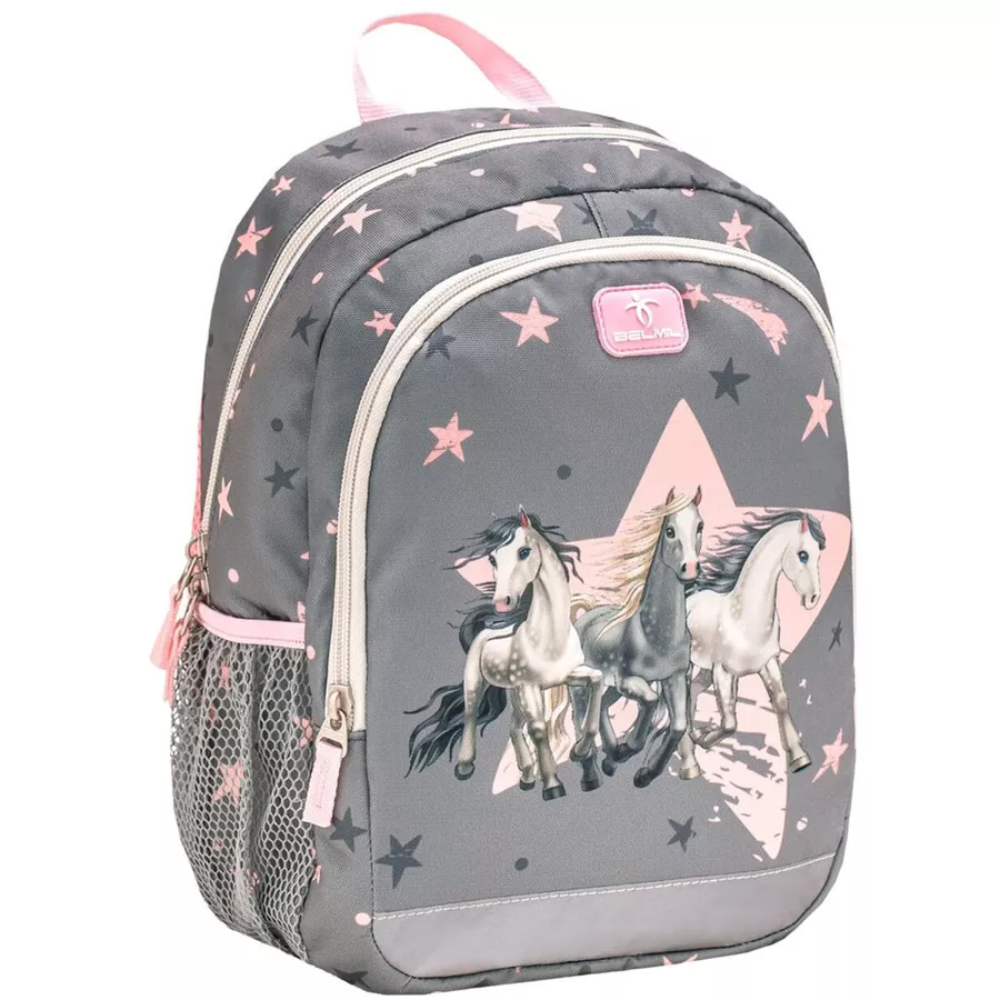 Belmil Kindergartenrucksack Kiddy Plus Kindergartenrucksack für 3-6 Jährige Kinder mit Brustgurt Star Horses