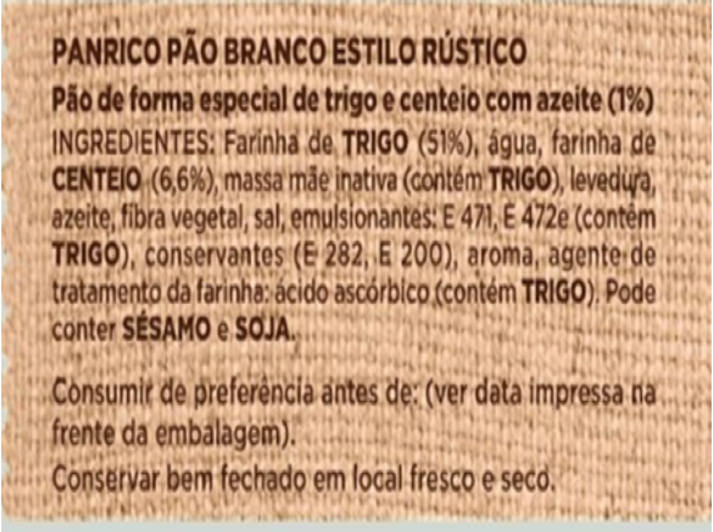PÃO PANRICO DE FORMA RÚSTICO 0% AÇÚCAR 375G