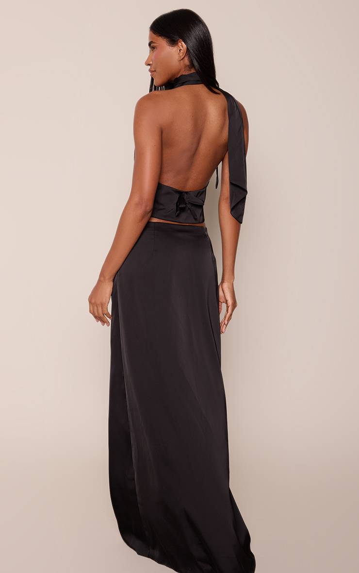 Noir Ensemble Coordonné Jupe Longue En Satin