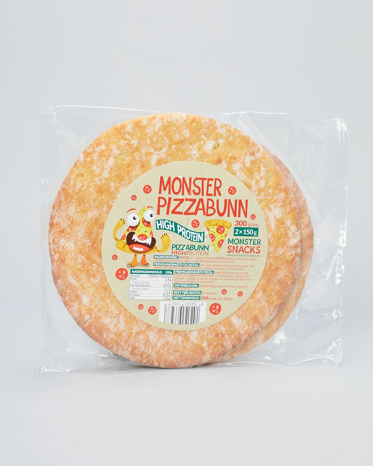 Monster Høyprotein Pizzabunn\/Focaccia 6x150g - SEKS PIZZABUNNER! - DATODEAL!