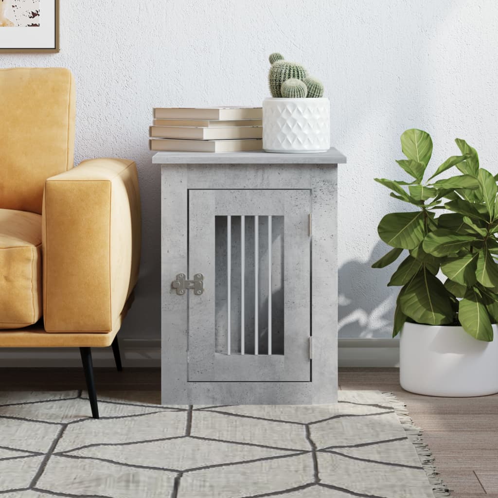gaiola para cães vidaXL em madeira engenheirada cinza concreto 45x62x59 cm