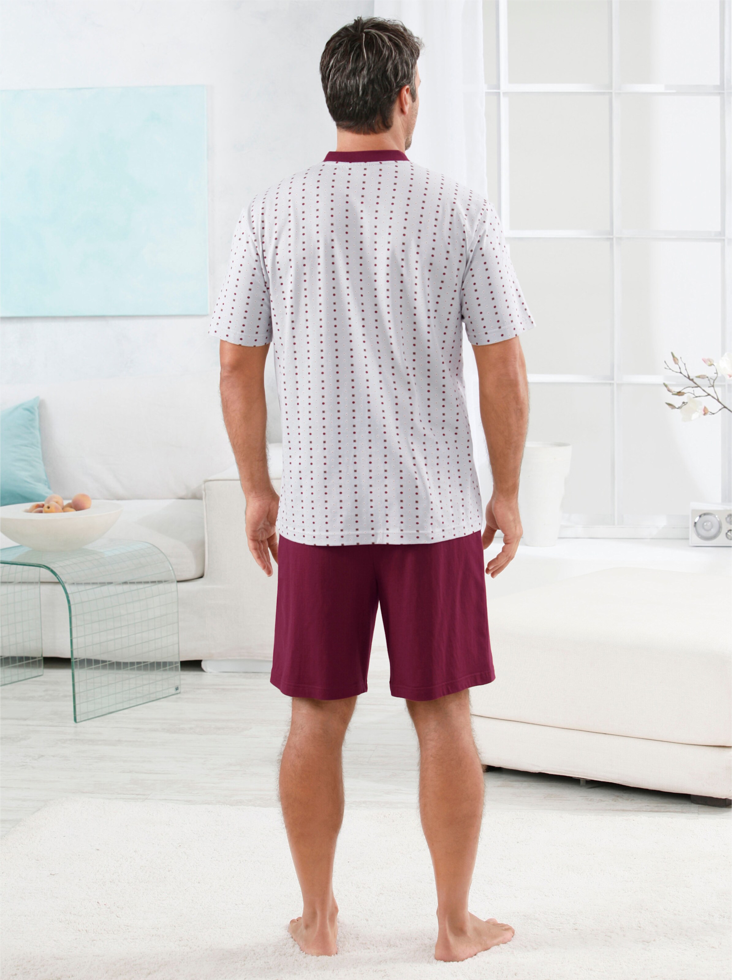 KINGsCLUB Shortys in beige + grau-dunkelrot