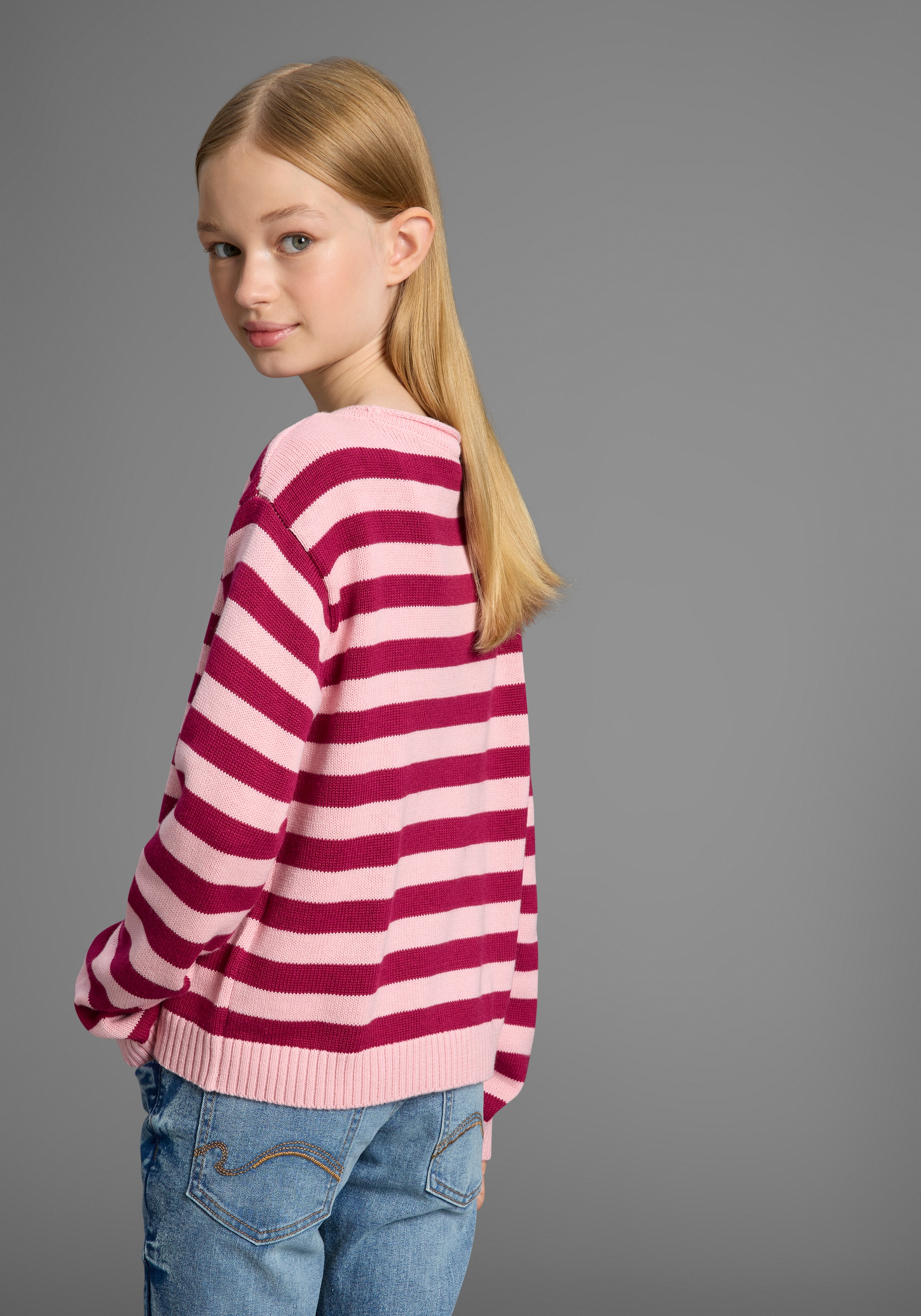 KIDSWORLD Strickpullover »Ringelpullover«, Ringelpullover mit Rollsaum