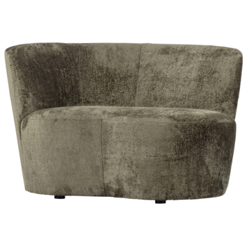 WOOOD fauteuil Stone warmgroen velvet structuur met leuning links