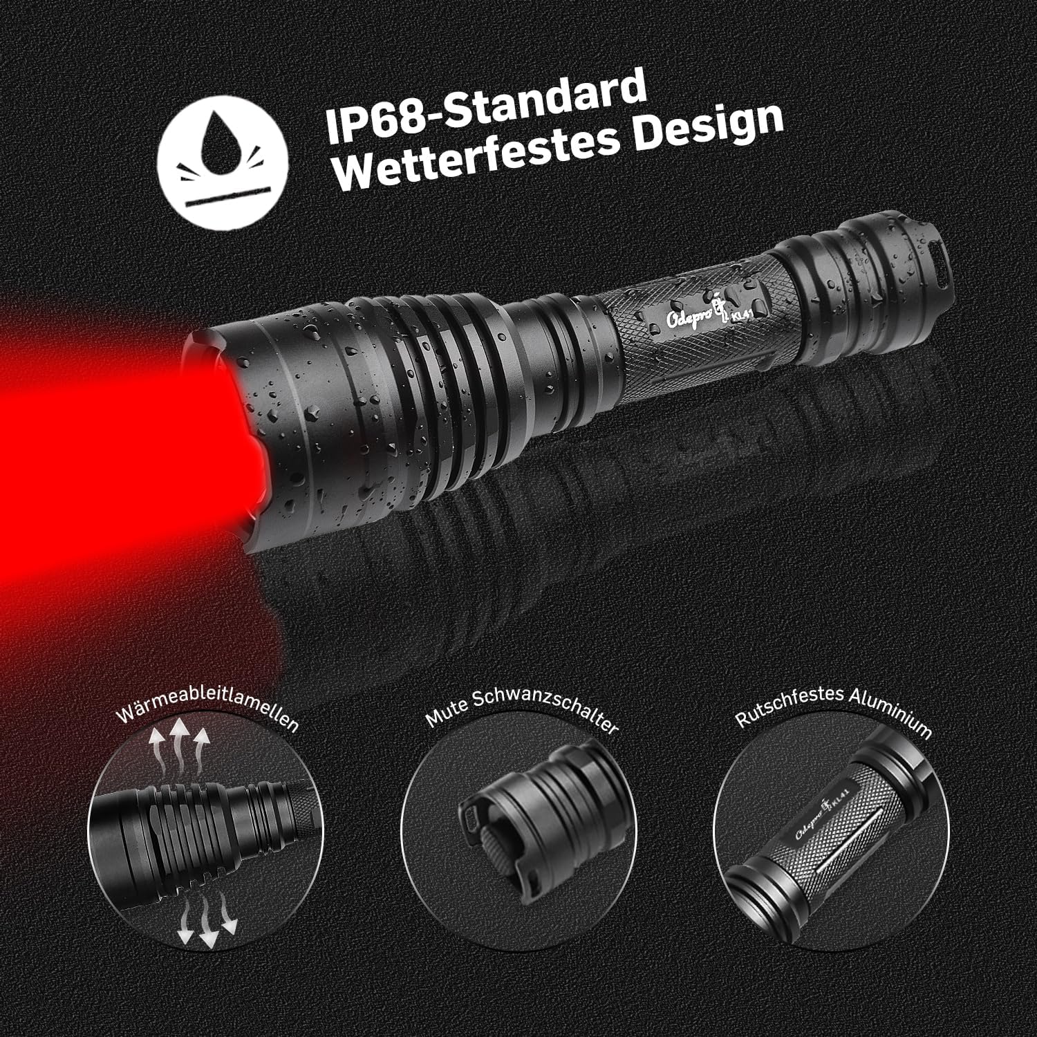 KL41 Plus LED Taschenlampe Extrem Hell,2 Wiederaufladbare Batterie Taschenlampen mit Rot,Grün, IR850,Weiß, 384m Langstrecken Leuchte IP68 mit Fernschalter für Outdoor,Camping,Wandern,Notfäll