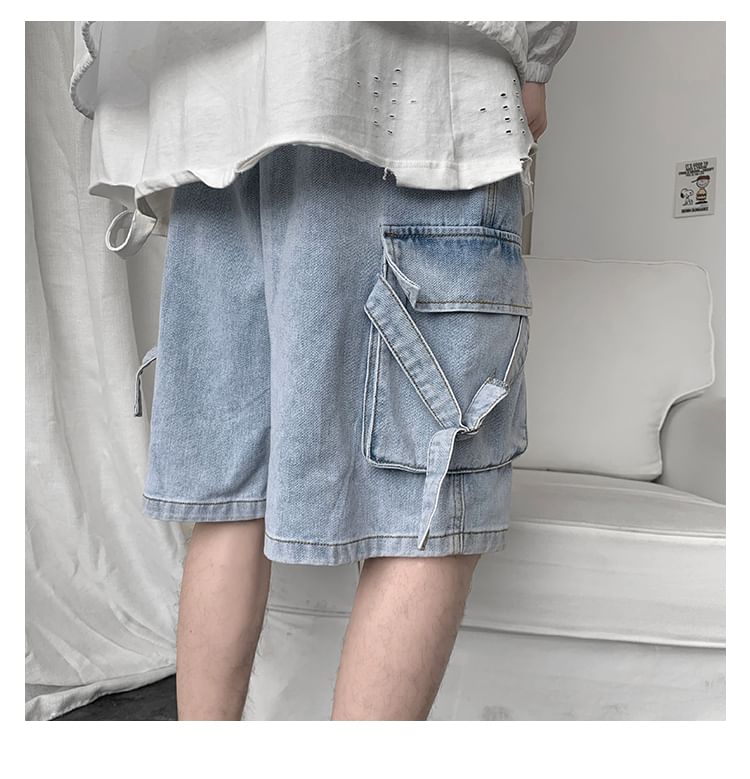 Macho - Cargo denim shorts met wijde pijpen