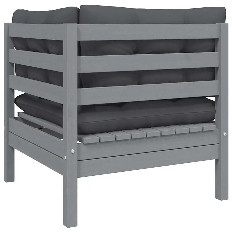vidaXL - Loungeset - Grijs - Grenenhout - 3 stuks - Met kussens
