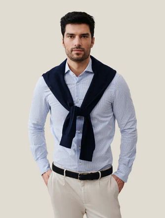 Cavallaro Fusco Overhemd Streep Lichtblauw 110241023-900102 kopen