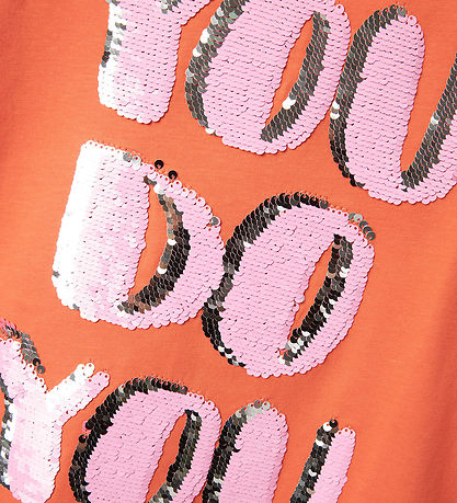 Name It T-Shirt - NkfHelka - Frisch Salmon m. Pailletten