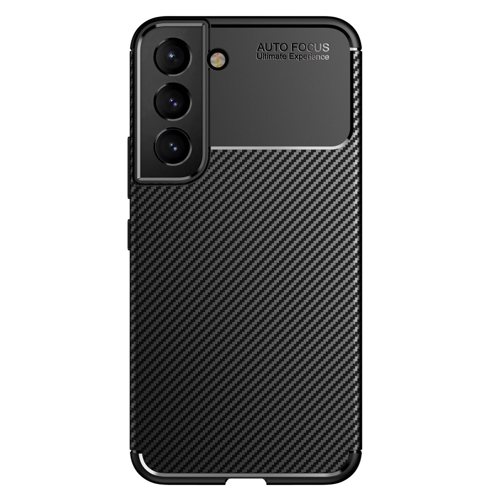 Samsung Galaxy S22 5G Gummi Case Schutzhülle mit Air Cushion Fallschutz im Carbon Look - Schwarz
