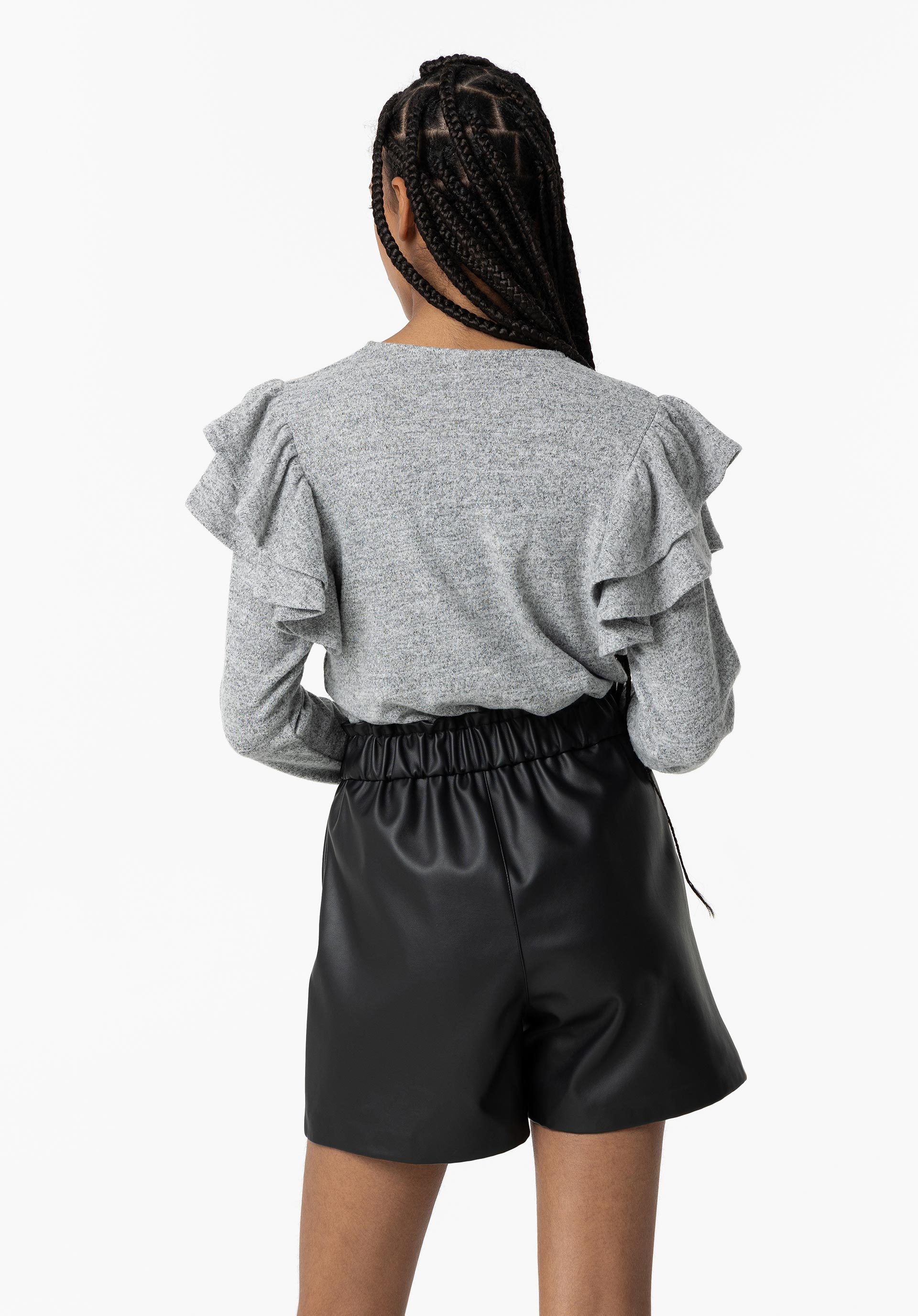 T-shirt Toque Suave com Folhos