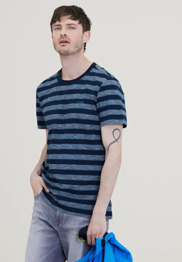 T-Shirt mit Streifenmuster - navy blue