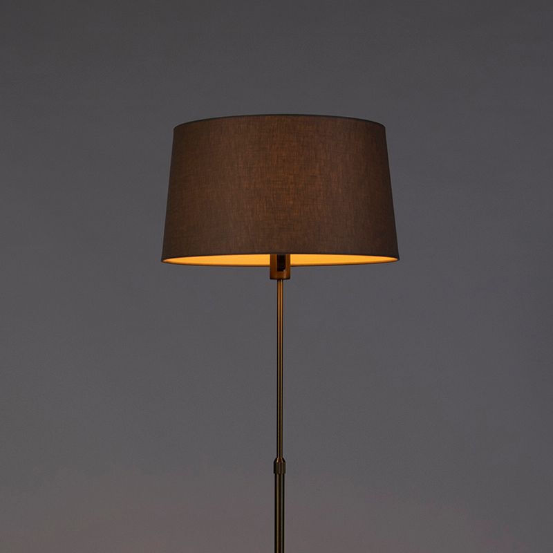 Vloerlamp brons met linnen kap taupe 45 cm verstelbaar - Parte