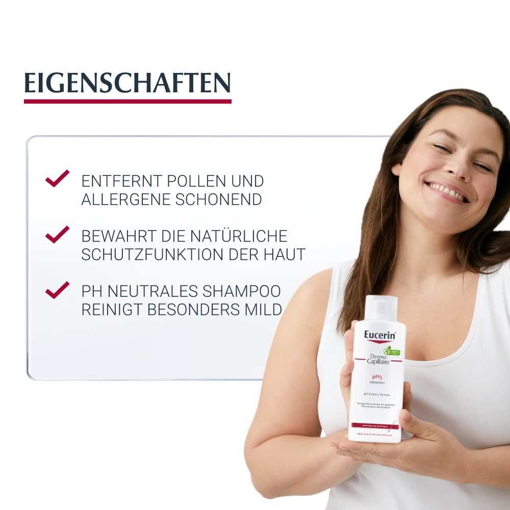 Eucerin DermoCapillaire pH5 Shampoo – mildes und pflegendes Haarshampoo für empfindliche Kopfhaut