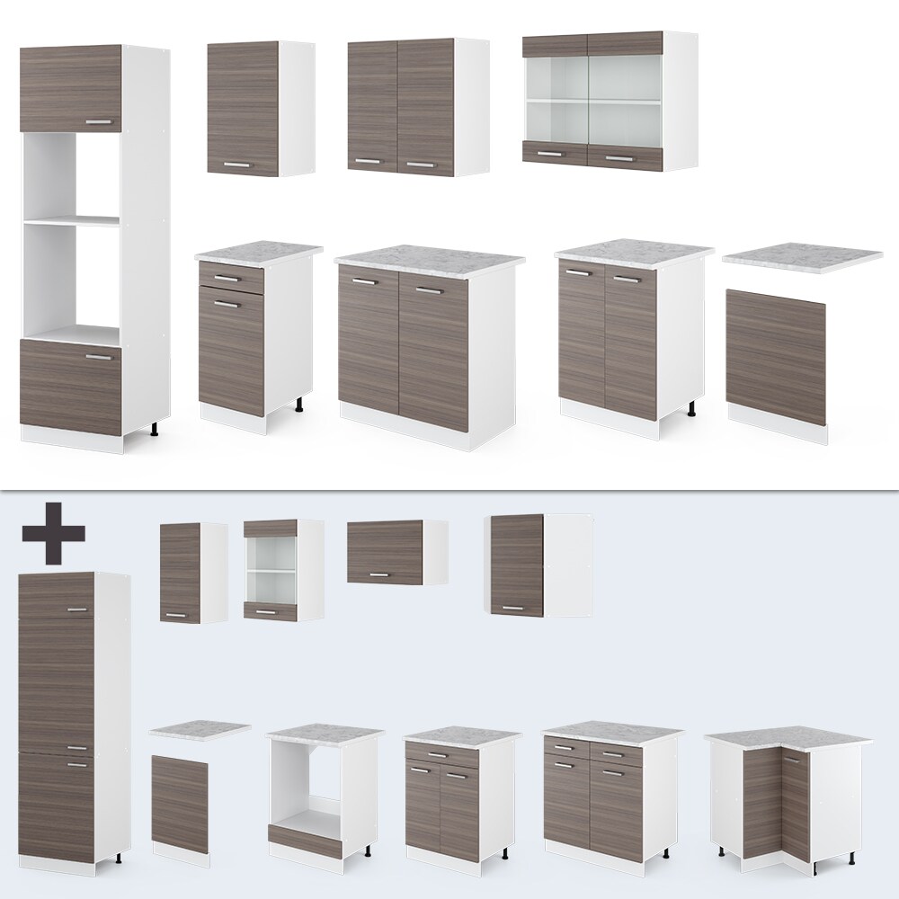 VICCO KÜCHE R-LINE 300 CM KÜCHENZEILE KÜCHENBLOCK EINBAUKÜCHE – EDELGRAU