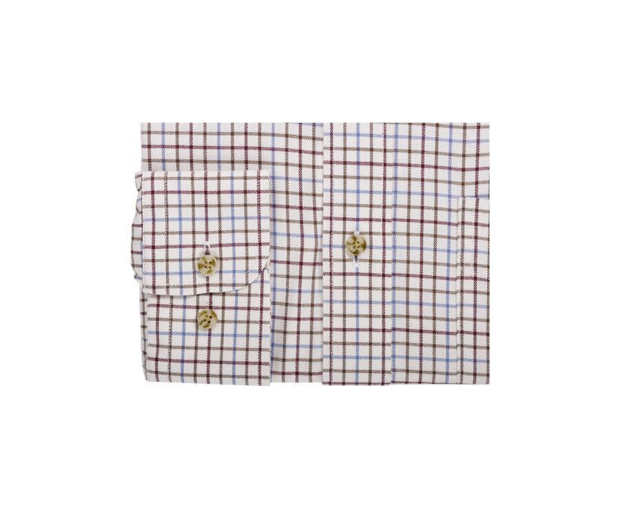 Chemise Beige twill à carreaux - Poche poitrine - BENETTH