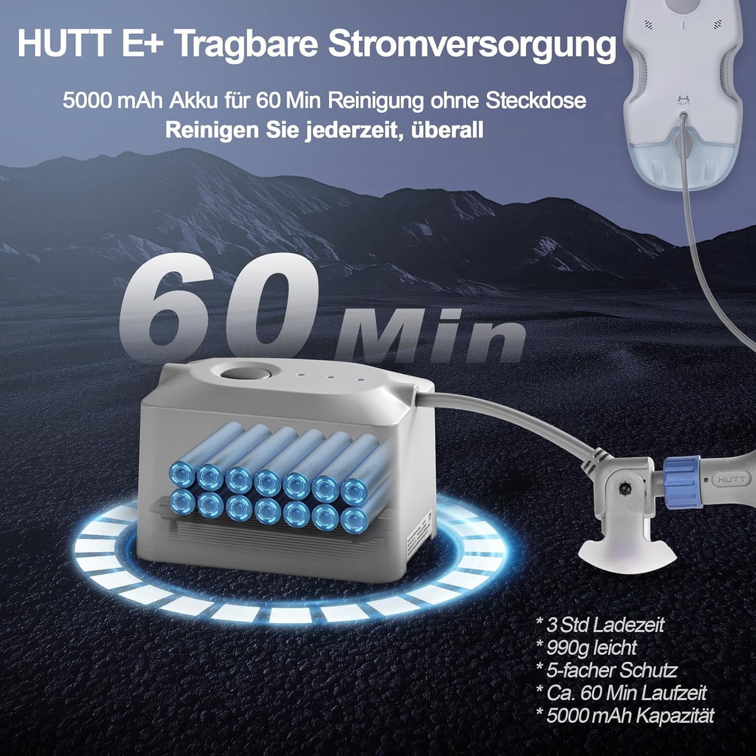 Hutt S7 Plus Fensterputzroboter Akku kabellos, Abnehmbarer Akku, 60 Min Laufzeit, 5500 Pa Saugkraft, 3D schwebendes Doppelpad, automatischer Fensterreiniger mit Sprühfunktion, 80 ml Tank, Koffer