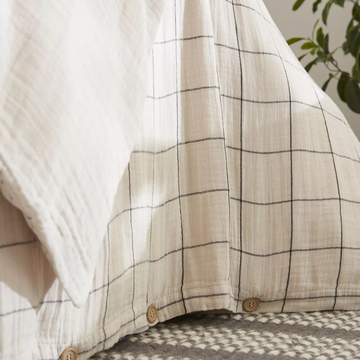 Housse de couette gaze de coton (260 x 240 cm) Gaïa Match Beige pampa