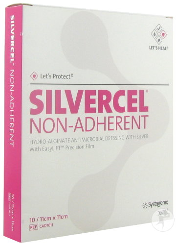 Silvercel Non Adhérent Pansement Antimicrobien À L'Hydro-Alginate 11x11cm Pièces 10
