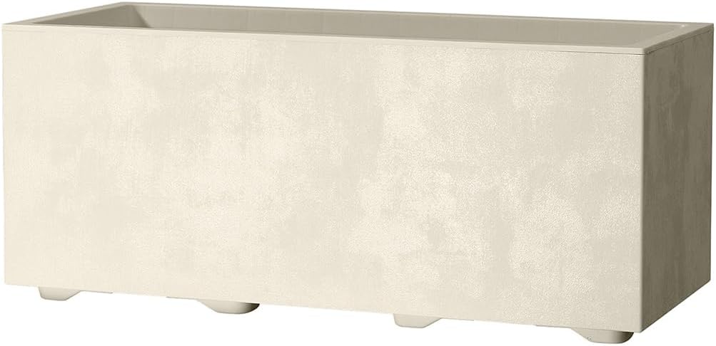Kreher XL Pflanzkasten Millennium in verschiedenen Formaten und Farben. Tolle Naturstein Optik in Braun, Beige, Anthrazit oder Grau! Aus robustem Kunststoff! (100 Liter (rechteckig) Beige)
