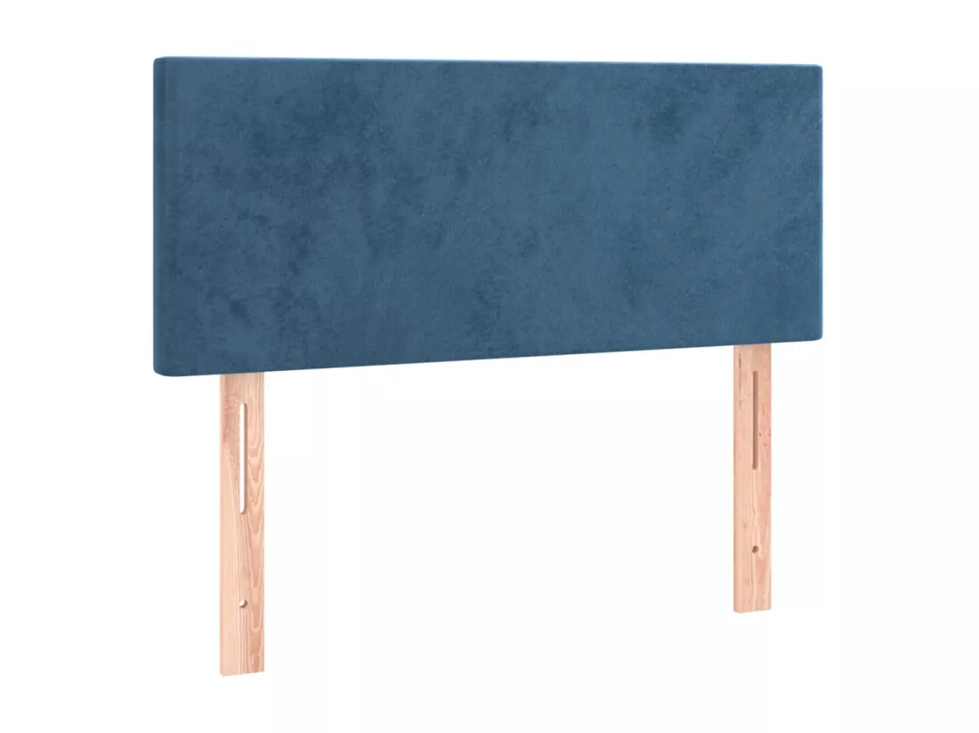 Sommier tapissier et matelas et LED Bleu foncé 90x190cm Velours