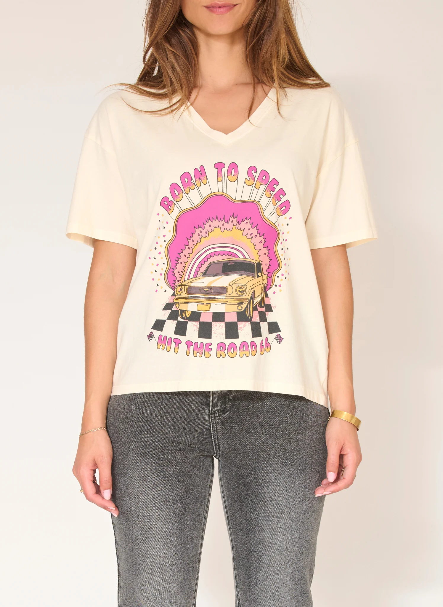 TITIA - Tee-shirt col rond sérigraphié en coton| Blanc